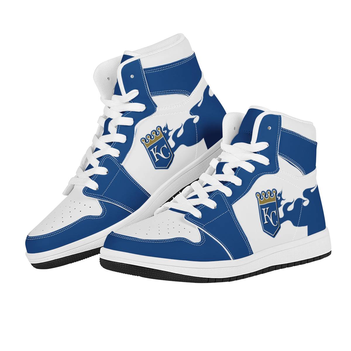 Women's Kansas City Royals High Top Leather AJ1 Sneakers 003